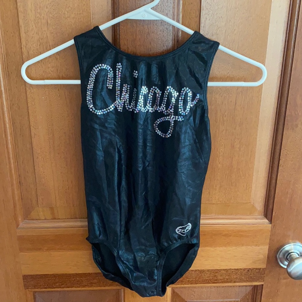 Black sparkly gymnastics leotard